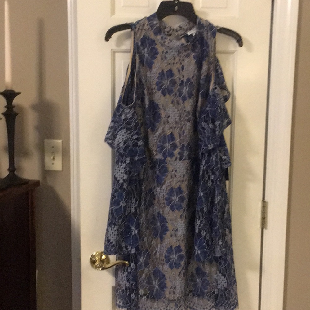 Gorgeous cold shoulder lace overlay dress